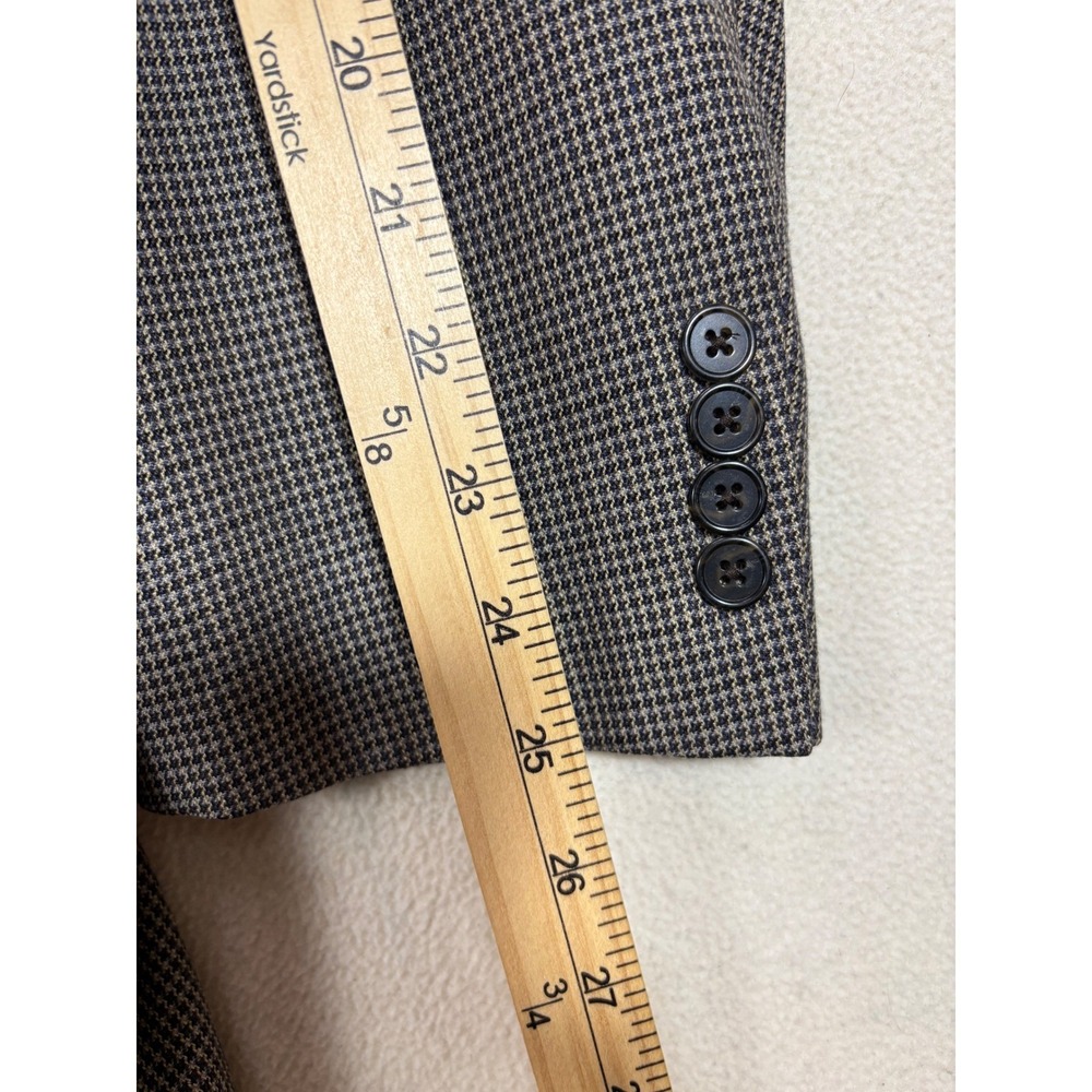 Joseph Abboud Nordstrom Mens 43L Silk Wool Houndstooth Sport Coat Blazer Brown - Picture 5 of 8